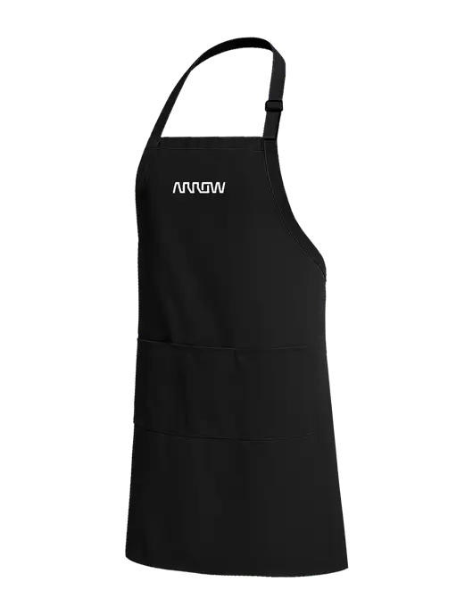 Easy Care Extra Long Bib Black Apron with Stain Release w/Arrow Electronics Logo