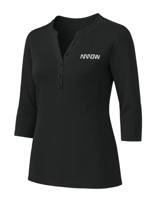 Womens Black UV Choice Pique Henley w/Arrow Electronics Logo