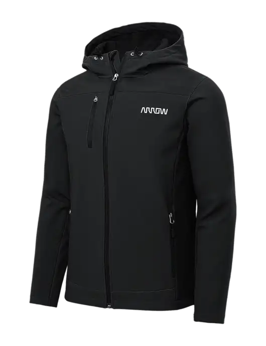 Hooded Core Black Soft Shell Jacket w/Arrow Electronics Logo