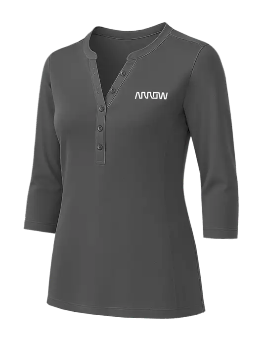 Womens Dark Grey UV Choice Pique Henley w/Arrow Electronics Logo
