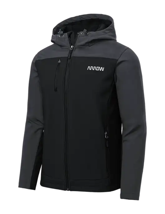 Hooded Core Dark Grey/Black Soft Shell Jacket w/Arrow Electronics Logo