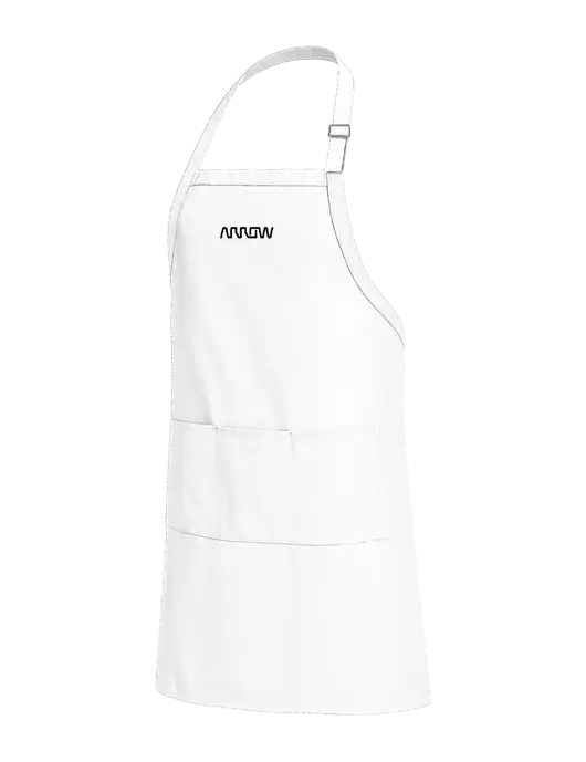 Easy Care Extra Long Bib White Apron with Stain Release w/Arrow Electronics Logo