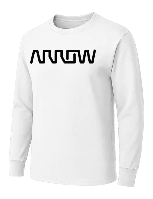 White Heavyweight Long Sleeve 6.1 oz T-Shirt w/Arrow Electronics Logo
