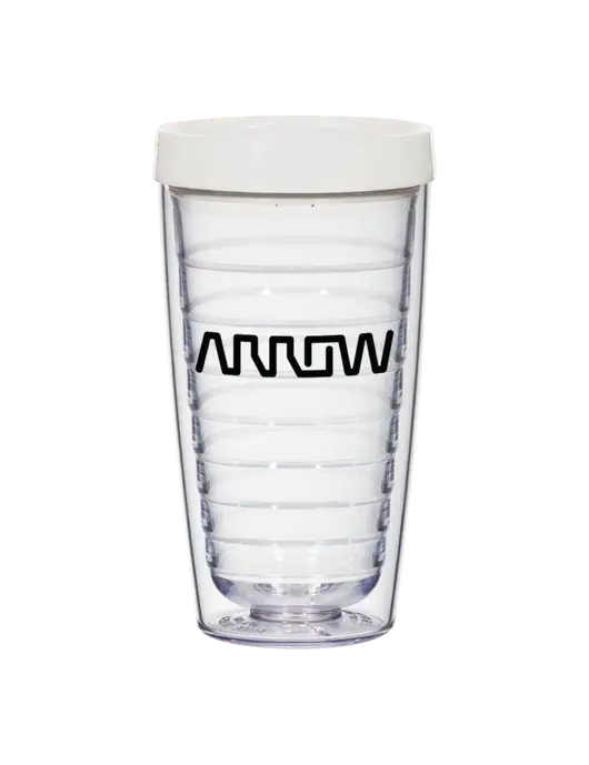 16 oz Trivex Double Wall Tumbler with White Travel Lid w/Arrow Electronics Logo