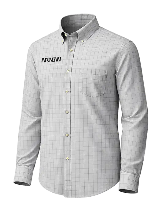 Brooks Brothers Wrinkle-Free Stretch Light Grey Patterned Shirt w/Arrow Electronics Logo