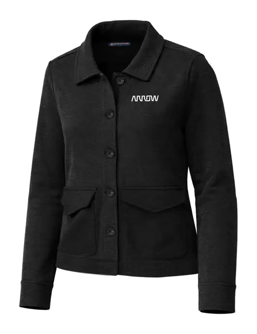 Brooks Brothers Womens Mid-Layer Black Heather Stretch Button Jacket w/Arrow Electronics Logo