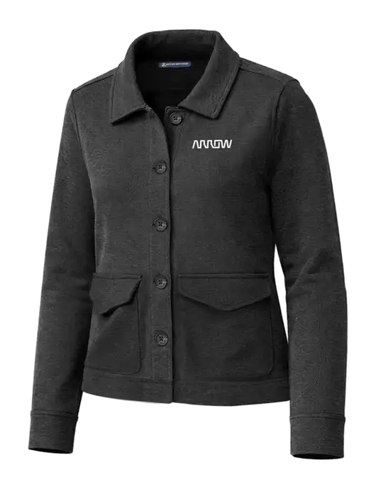 Brooks Brothers Womens Mid-Layer Very Dark Grey Heather Stretch Button Jacket w/Arrow Electronics Logo