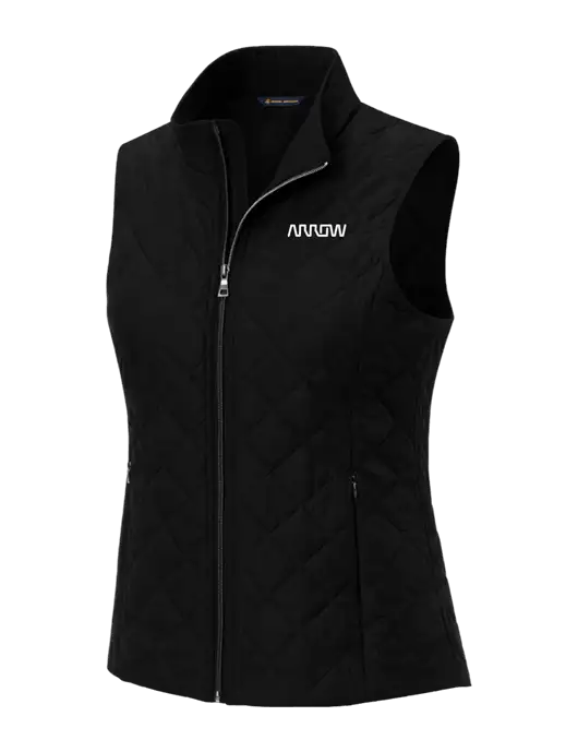 Brooks Brothers Womens Black Quilted Vest w/Arrow Electronics Logo