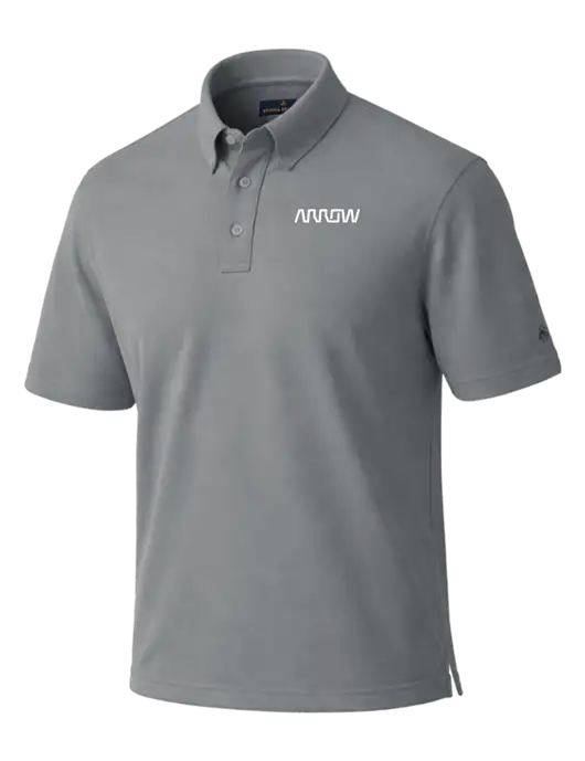 Brooks Brothers Pinpoint Pique Light Medium Grey Dress Polo w/Arrow Electronics Logo