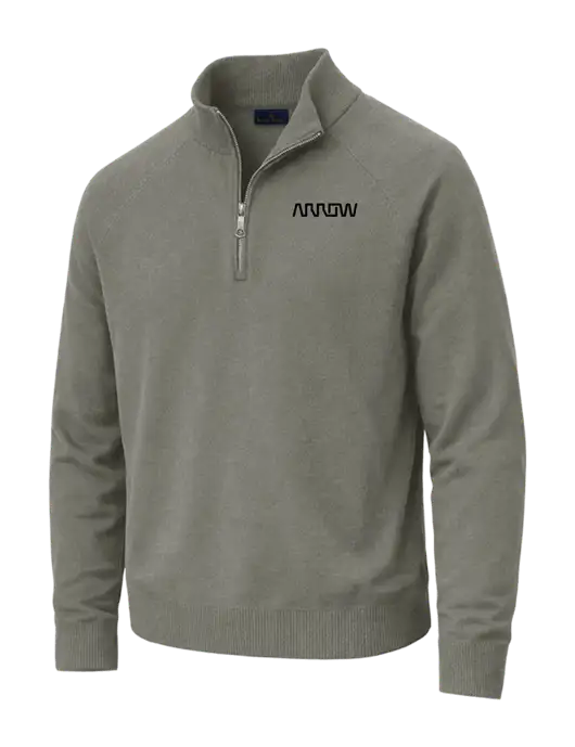 Brooks Brothers Cotton Stretch 1/4-Zip Light Grey Heather Sweater w/Arrow Electronics Logo
