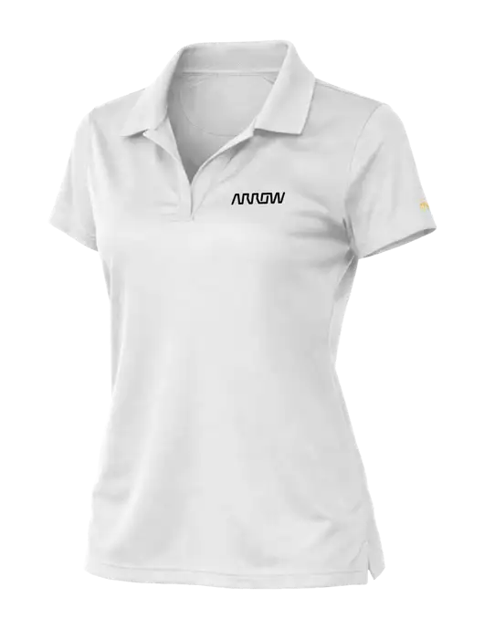 Brooks Brothers Womens Mesh Pique Performance White Polo w/Arrow Electronics Logo