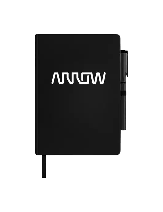 Soft Touch Black Journal and Gel Pen Combo w/Arrow Electronics Logo