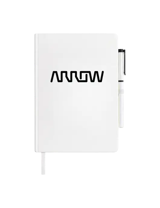 Soft Touch White Journal and Gel Pen Combo w/Arrow Electronics Logo