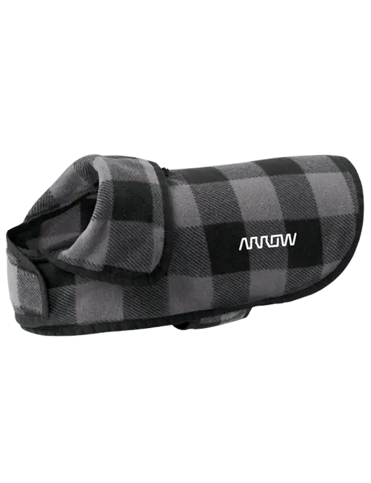 Pawsh Buffalo Grey/Black Check Pet Fleece Jacket w/Arrow Electronics Logo