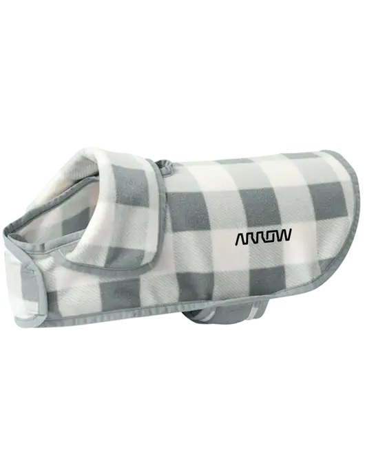 Pawsh Buffalo Medium Grey/White Check Pet Fleece Jacket w/Arrow Electronics Logo