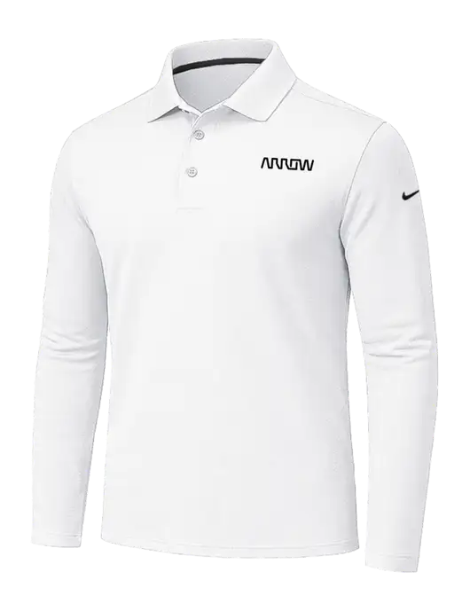 Nike White Dri-FIT Micro Pique 2.0 Long Sleeve Polo w/Arrow Electronics Logo