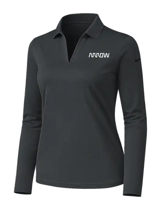 Nike Womens Dark Grey Dri-FIT Micro Pique 2.0 Long Sleeve Polo w/Arrow Electronics Logo