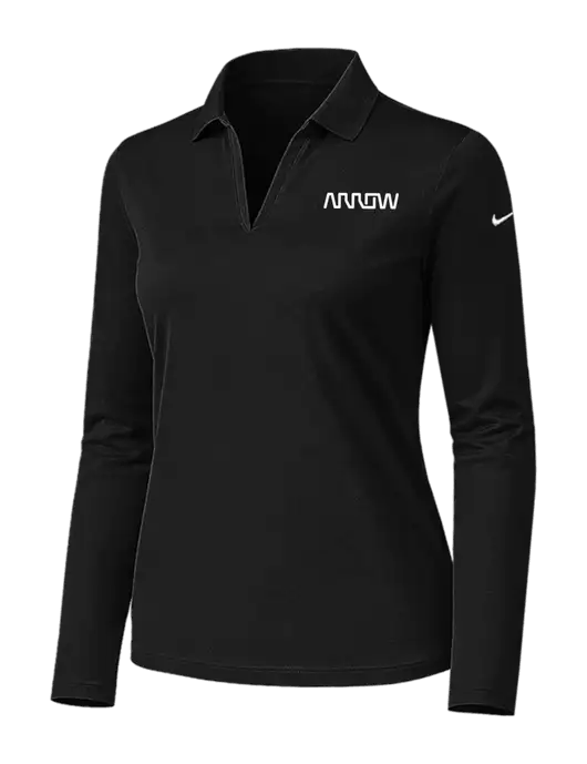 Nike Womens Black Dri-FIT Micro Pique 2.0 Long Sleeve Polo w/Arrow Electronics Logo