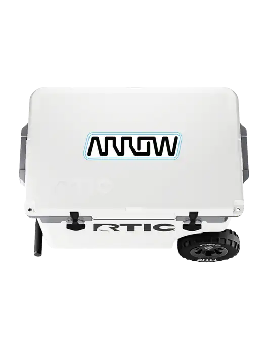 RTIC 52 QT Ultra-Light White Wheeled Cooler w/Arrow Electronics Logo