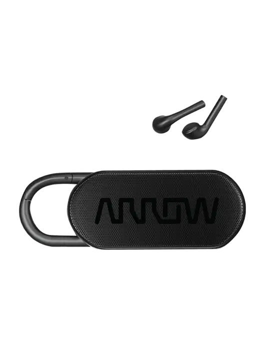 Clip Buddies Black Speaker & Ear Buds w/Arrow Electronics Logo