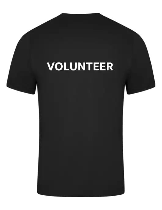 Black PosiCharge Competitor Tee w/Volunteer Logo, Arrow Electronics Logo