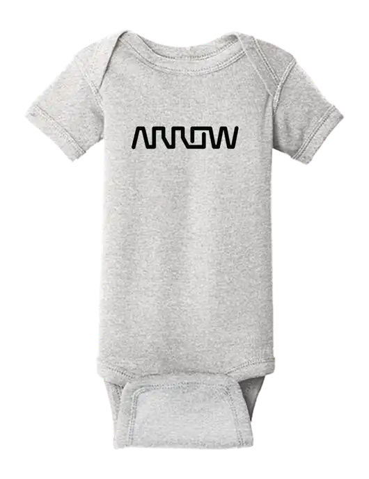 Rabbit Skins Light Grey Heather Infant Short Sleeve Baby Rib Bodysuit w/Arrow Electronics Logo