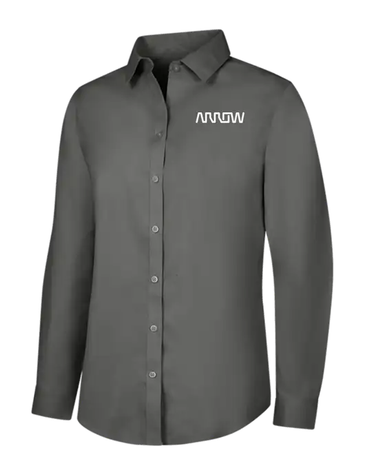 Brooks Brothers Womens Dark Grey Wrinkle-Free Stretch Pinpoint Shirt w/Arrow Electronics Logo