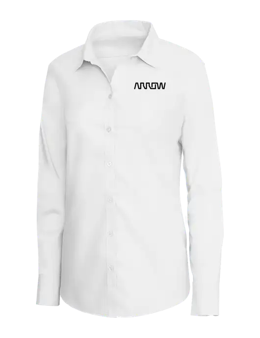 Brooks Brothers Womens White Wrinkle-Free Stretch Nailhead Shirt w/Arrow Electronics Logo