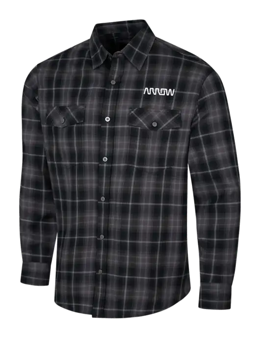 Dark Grey Long Sleeve Ombre Plaid Shirt w/Arrow Electronics Logo