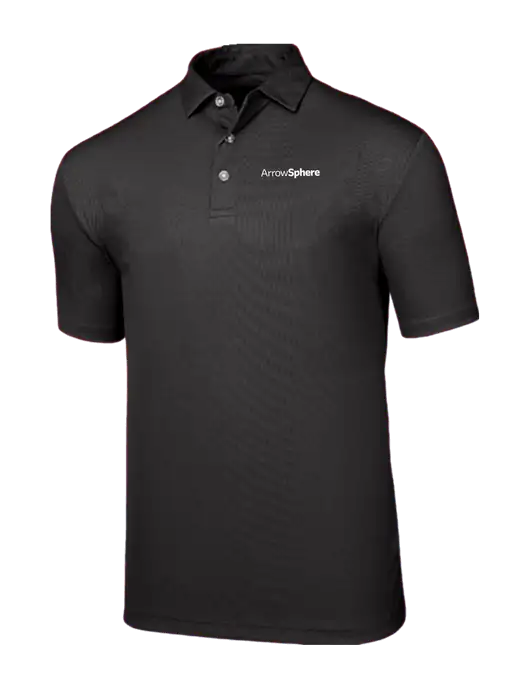 Callaway Birdseye Black Polo w/Arrow Sphere Logo