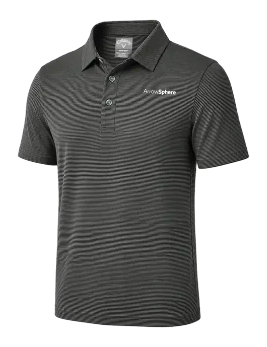 Callaway Black Fine Line Stripe Polo w/Arrow Sphere Logo