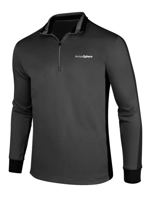 NIKE Anthracite Heather/Black Dry-Fit 1/2 Zip Cover-Up w/Arrow Sphere Logo
