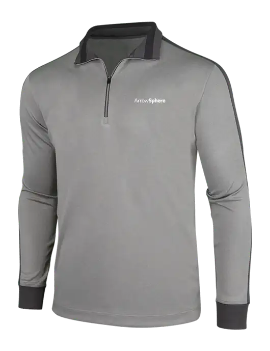 NIKE Athletic Grey/Heather Dark Grey Dry-Fit 1/2 Zip Cover-Up w/Arrow Sphere Logo