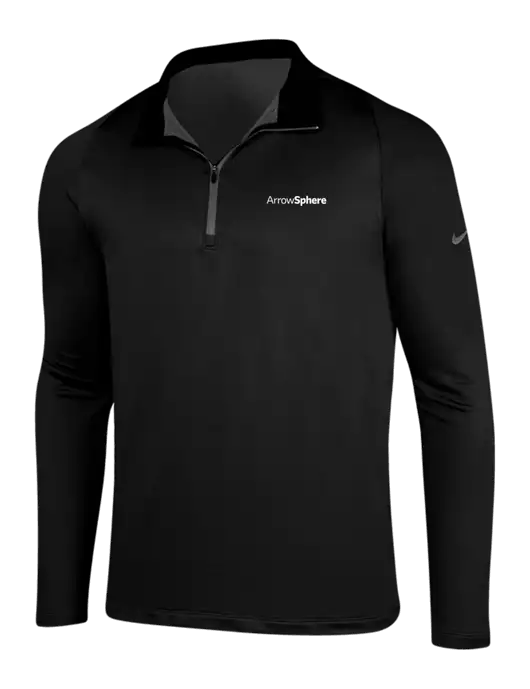 NIKE Black/Dark Grey Dry-Fit Stretch 1/2 Zip Cover-Up w/Arrow Sphere Logo