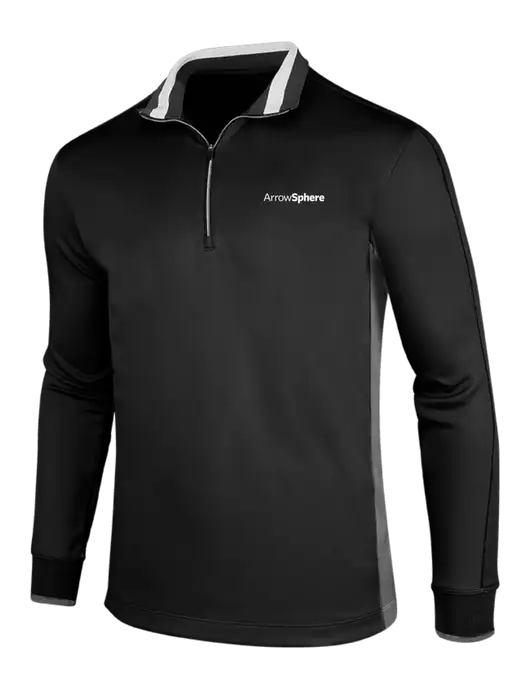NIKE Black/Dark Grey/White Dry-Fit 1/2 Zip Cover-Up w/Arrow Sphere Logo