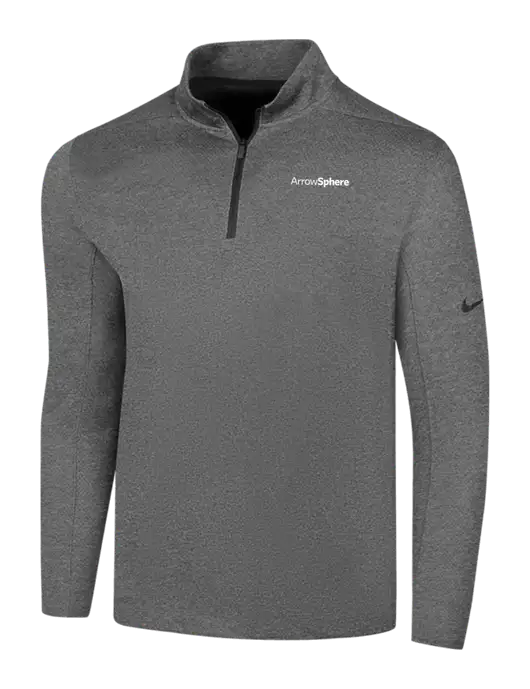 NIKE Dark Grey Heather Dry 1/2 Zip Cover-Up w/Arrow Sphere Logo